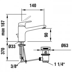 Laufen Citypro смеситель для раковины однорычажный, излив 140 мм, с донным клапаном, цвет хром