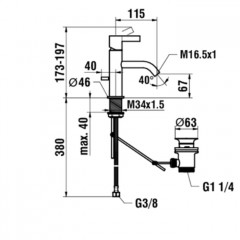 Laufen Kartell Смеситель для раковины, на 1 отв., без донного клапана, излив 115мм, цвет: нержавеющая сталь (PVD)