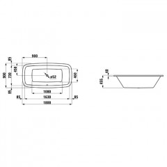 Laufen Palomba Ванна 1800x900x455мм, встраиваемая, без слив-перелива, материал: акрил, цвет: белый