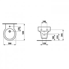 Laufen VAL Биде подвесное 530x390x430мм, с 1 отв. под смеситель, без боковых отв, с покр. LLC, цвет: белый