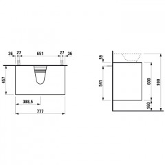 Laufen New Classic База под раковину подвесная , 780х450х600 мм, 2 ящиками, цвет белый глянцевый(для раковины 816852)
