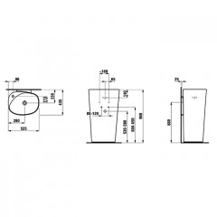 Laufen Palomba Раковина пристенная 525х435х900мм с 1 отв. под смеситель, сифон, слив хром, цвет: белый