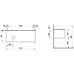 Laufen New Classic База под раковину подвесная раковина слева , 1180х450х350 мм, 1 ящик, цвет серый (для раковины 812852,812853)