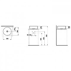 LAUFEN LIVING SQUARE Раковина круглая 380х380х130 мм без отв. под смеситель,без перелива, цвет: белый