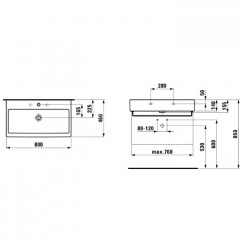 Laufen Living City Раковина 800х460х140мм с 1 отв. под смеситель, цвет: белый (со склада продаем с базами 4.0124.1/4.0124.2)