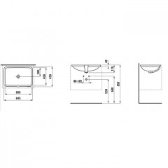 LAUFEN PRO S Раковина 600x400x170 мм., встраиваемая снизу, шлифованный край, c переливом, цвет белый