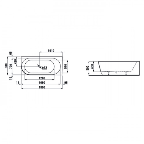 Laufen Pro Ванна 180x80 угловая правая без слива-перелива, композит Marbond, цвет белый