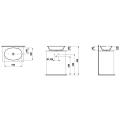 Laufen New Classic Раковина-чаша овальная 550х380х145 мм, без отв под смеситель, без перелива, цвет белый матовый