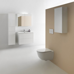 Laufen BASE Шкафчик зеркальный 800x185x700 мм, 2 дверцы, с LED-подсветкой, 2 стеклянные полки, 1 розетка, белый матовый