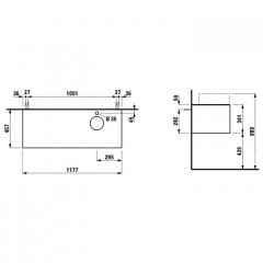 Laufen SONAR шкафчик под раковину, 1175х455х340 мм, 1 ящик, с отв. справа, для 812340, 812341, 812342, 812343, титан и черный мрамор