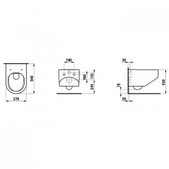 Laufen Sonar Унитаз подвесной 530х370х340 мм, безободковый, цвет: белый глянец