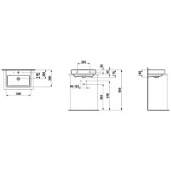 Laufen PRO S раковина, укороченная, для установки на поверхность, 550x380x95 мм, с 1 отв для смес по центру, белый