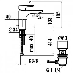 Laufen Cityplus смеситель для раковины однорычажный, фиксированный излив 115 мм, с донным клапаном, цвет хром