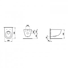 LAUFEN Pro NEW Унитаз подвесной 530х360х340 мм (с ободком!), цвет белый