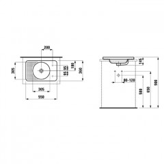 Laufen VAL Раковина 550х360х115мм, встрав. Сверху без отв. под смеситель, цвет: белый