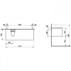 Laufen New Classic База под раковину подвесная раковина слева , 1180х450х350 мм, 1 ящик, цвет белый глянцевый (для раковины 816852)