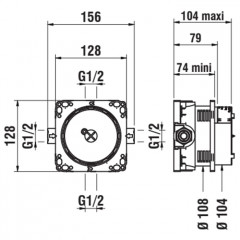Laufen Simibox Light система скрытого монтажа Simibox Light, с уменьшенным углублением (минимум 74 мм), с запорной арматурой 74-104 мм
