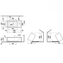 Laufen Kartell Ванна 1700x860x440мм, свободностоящая, с слив-переливом с подсветкой, сист. подъема, материал: композит, цвет: белый