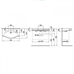 Laufen Palace Раковина консоль подвесная/накладная 900х510х110 мм, с 1 отв под см, c полотенцедерж хром, цвет белый (Продаем только с базой 4.0125.2)