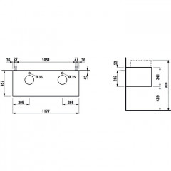 Laufen Sonar шкафчик под раковину, 1175х455х340 мм, 1 ящик, с отверстием слева и справа, с отверстиями под смесители, совместим с раковинами-чашами 8