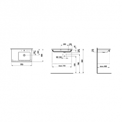 Laufen LIVING SQUARE раковина-столешница, полка слева, 750x480x40 мм, без отверстия для смесителя, белый