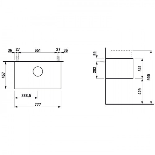 Laufen SONAR шкафчик под раковину, 775х455х340 мм, 1 ящик, с отв. в центре, для 812340, 812341, 812342, 812343, титан и черный мрамор