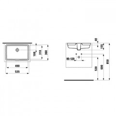 Laufen Living City Раковина 545x360x155 мм без отв. под смеситель, встраив снизу, глазурь 2 стороны, цвет: белый