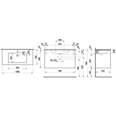 Laufen Pro S Комплект, раковина и база 1000х500х610 мм, с 1 отв под смеситель,с 2 ящиками с мех. push-and-pull, белый матовый