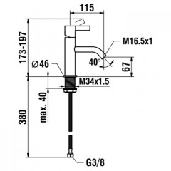 Kartell by laufen смеситель для раковины однорычажный, фиксированный излив 115 мм, без донного клапана, pvd золото