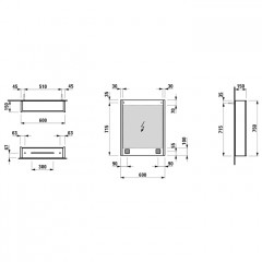 LAUFEN FRAME 25 шкаф зеркал 600x150x750 мм, 1 дв. с зерк с 2 сторон, петли справа, сенс. выкл., 2 розетки, 2 верт. эл., LED-подсветки (Цена со скл!)