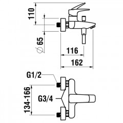 Laufen Laurin смеситель для ванны-душа настенного монтажа, без аксессуаров, цвет хром