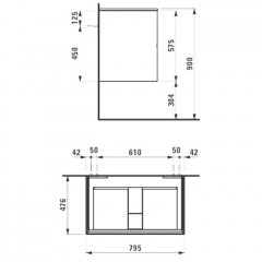 Laufen Palomba шкафчик под раковину, 2 ящика, без розетки, подходит для раковины 817804, темная вишня Vermont