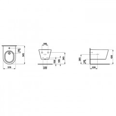 Laufen Kartell Биде подвесное 545х370х290мм, с 1 отв. под смеситель, без боковых отв, с покр. LLC, цвет: белый