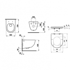 LAUFEN Pro Комплект: унитаз подвесной Rimless 8.2096.6.000.000.1 + сиденье soft-close 8.9395.9.000.000.1, цвет белый (АКЦИЯ:со скл- сидение за 1руб!)