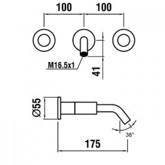 Laufen Kartell Встраиваемый смеситель для раковины на 3 отв, излив 175мм (внешние части), цвет: хром