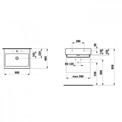 Laufen Living City Раковина 600х460х140мм с 1 отв. под смеситель, цвет: белый