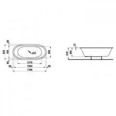 Laufen Alessi One Ванна 1780x820x460мм, встраиваемая, овальная, (с комплектом опор), материал: композит, цвет: белый