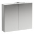 Laufen BASE Шкафчик зеркальный 800x185x700 мм, 2 дверцы, с горизонт элементом LED-подсветки, 2 стекл полки, 1 розетка, бел глянц