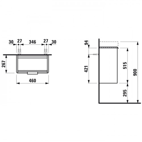 Laufen Pro S мини-раковина, полка справа, 480x280x85 мм, 1 отв для смесит, покрытие LCC, белый (со склада продаем с базой 4.0210.2.110.261.1)