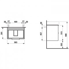 Laufen Base База под раковину 8.1028.3 подвесная 585х390х530 мм, с 2 ящиками, белый матовый