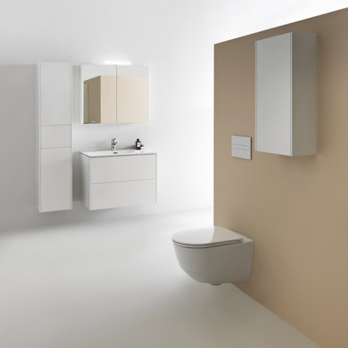 Laufen BASE Шкафчик зеркальный 800x185x700 мм, 2 дверцы, с горизонт элементом LED-подсветки, 2 стекл полки, 1 розетка, бел глянц
