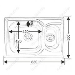 Мойка 6350S MELANA 0,8/180 1,5-я чаша врезная прямоугольная с сифоном (226 t *10)