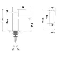 Смеситель д/ум MELANA-610301 Stello нерж.сталь, однорычажный, сатин, литой излив