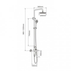 Душевая система MELANA-F1003P нерж.сталь, с тропическим душем, лейкой и смесителем, полированная