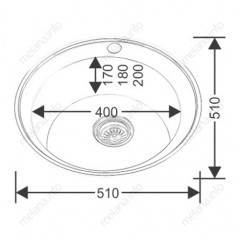 Мойка 510 MELANA 0,8/180 врезная круглая с сифоном (001 ta *15)