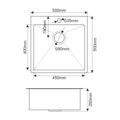 Мойка R5050HK MELANA ProfLine 3,0/200 САТИН врезная квадратная в комплекте с дозатором и коландером
