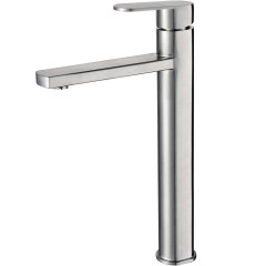 Смеситель д/ум MELANA-610302 Stello нерж.сталь, однорычажный, сатин, литой излив