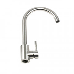 Смеситель д/кухни MELANA-610103 Tondo нерж.сталь, однорычажный, сатин, литой излив