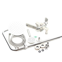 Душевая система MELANA-610307 Stello нерж.сталь, с тропическим душем, лейкой и смесителем