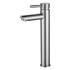 Смеситель д/ум MELANA-610102 Tondo нерж.сталь, однорычажный, сатин, литой излив